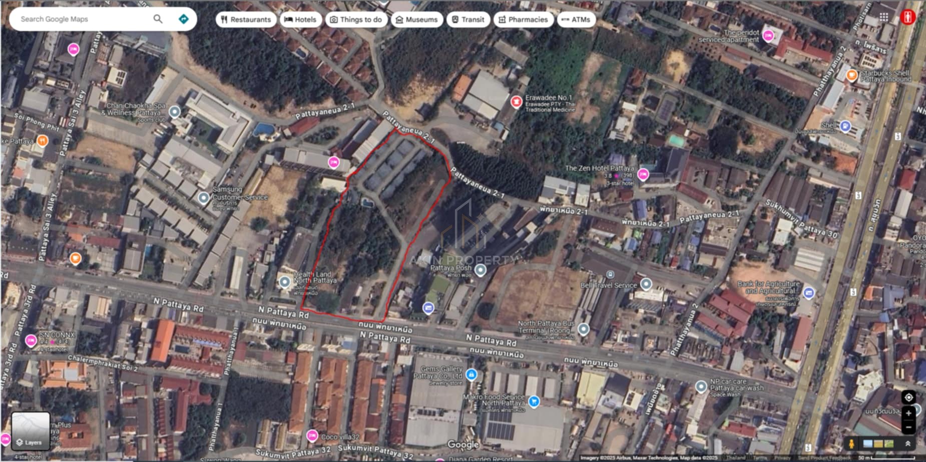ขายที่ดิน 10+ ไร่ ติดถนนพัทยาเหนือ ไร่ละ 150 ล้าน